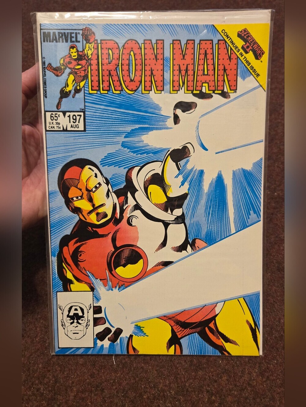 Iron Man #197, published by Marvel Comics in August 1985 Comic Book In Sleeve